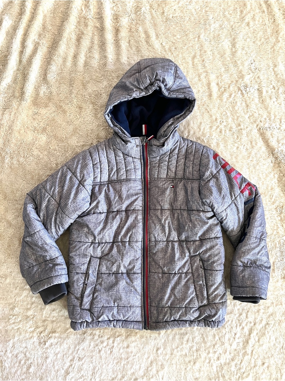 TOMMY HILFIGER Boy's Gray & Blue Winter Coat Size M